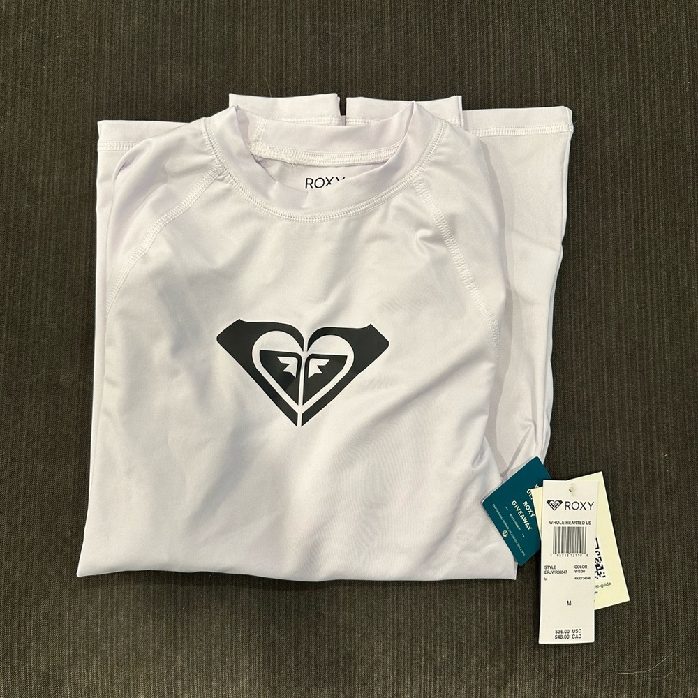 NWT Roxy white rash guard swim top